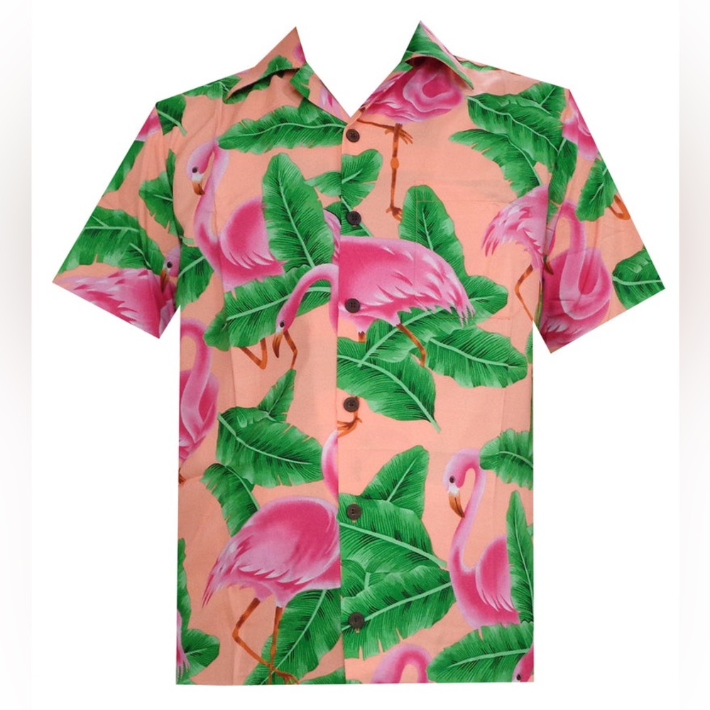 2/$10 Alvish Men’s Hawaiian Flamingo Shirt XL